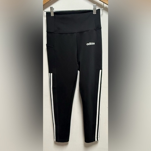 adidas Pants - Adidas Black Leggings with White Stripes Size S